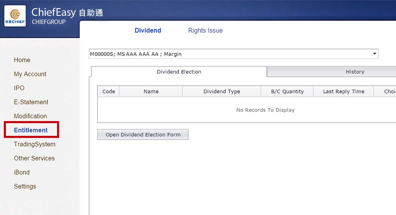 manage your dividend and rights issue